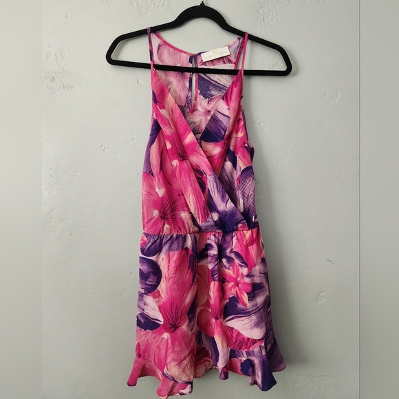 Amanda Uprichard Alyssa Silk Flora Ruffled Short Romper Medium - Picture 2 of 9